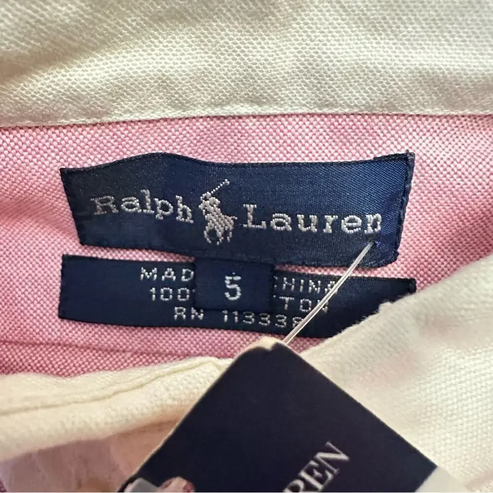 Ralph Lauren Polo Collard Button Down Shirt 5 Boys‎ Pink Long Sleeve NWT